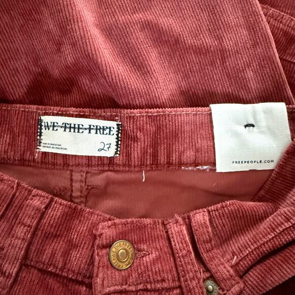 Free People corduroy pants high rise straight cotton blend boho fall winter 27 - Picture 9 of 11